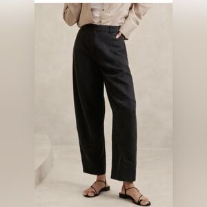 Banana Republic High Rise Linen Tencel Barrel Leg Black Sz. 20 Casual